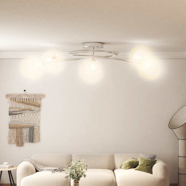 loftlampe med skærme i trådnet til 5 G9 LED-pærer