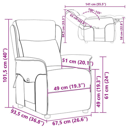 Massagestol med pude Brun 93.5 x 67.5 x 101.5 cm Stof