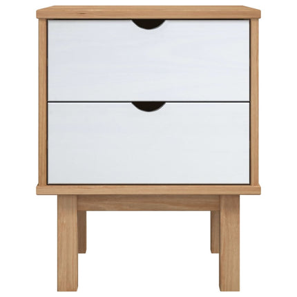 sengebord OTTA 45x39x57 cm massivt fyrretræ brun og hvid