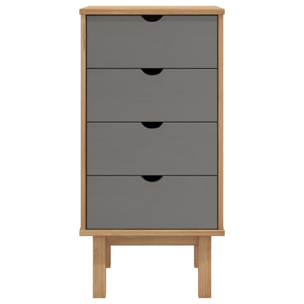 kommode OTTA 45x39x90 cm massivt fyrretræ brun og grå