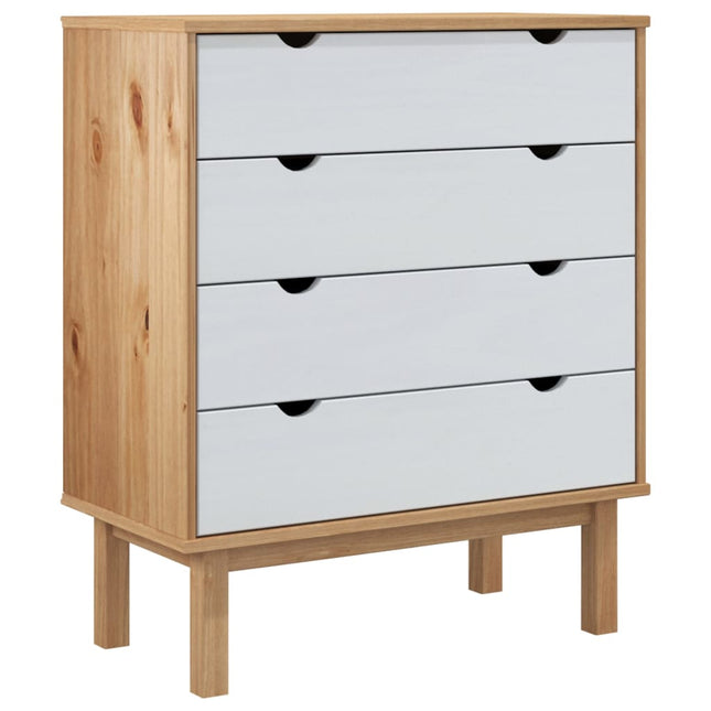 kommode OTTA 76,5x39,5x90 cm massivt fyrretræ brun og hvid