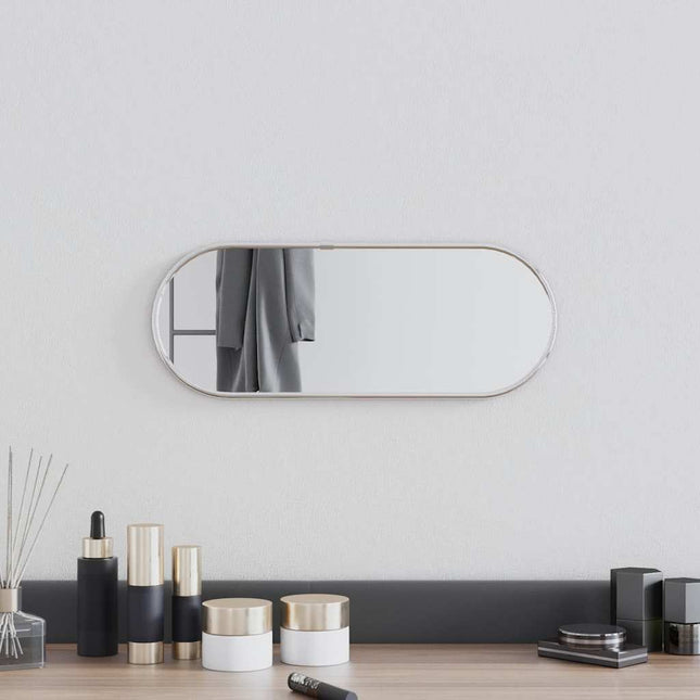 vægspejl 40x15 cm oval sølvfarvet