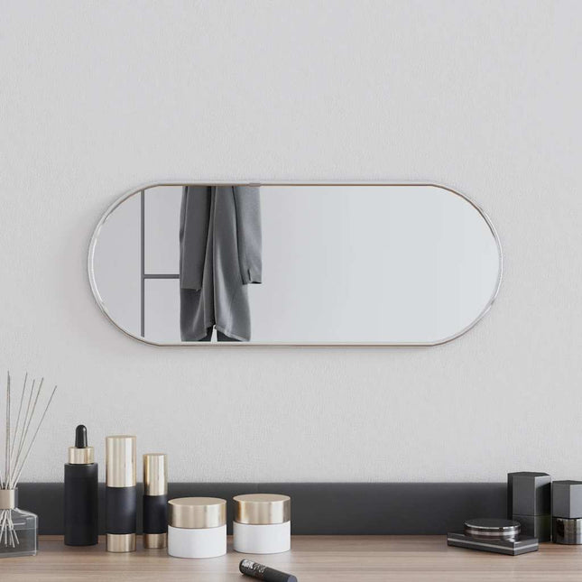 vægspejl 50x20 cm oval sølvfarvet