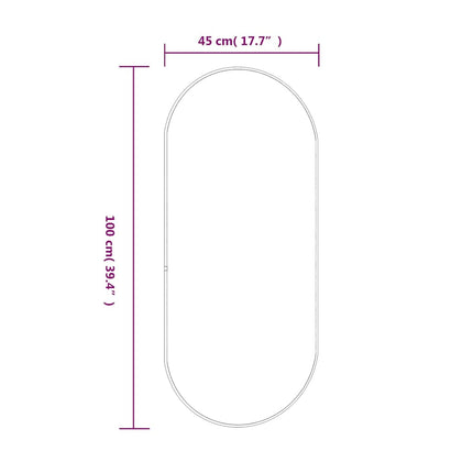 vægspejl 100x45 cm oval sølvfarvet
