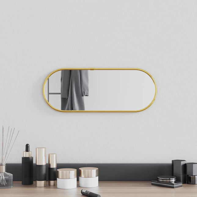 vægspejl 40x15 cm oval guldfarvet