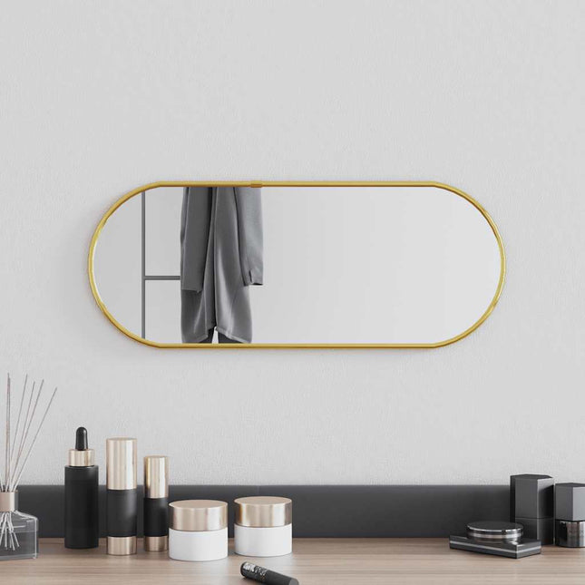 vægspejl 50x20 cm oval guldfarvet