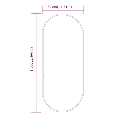vægspejl 70x30 cm oval guldfarvet