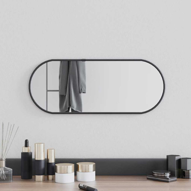 vægspejl 50x20 cm oval sort
