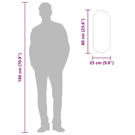 vægspejl 60x25 cm oval sort