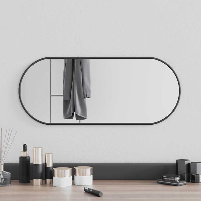 vægspejl 60x25 cm oval sort