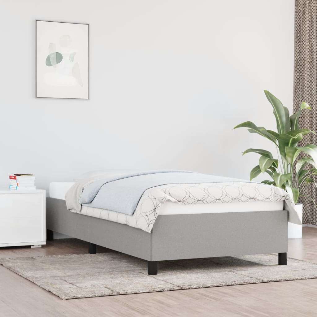 Sengeramme uden madras Lysegrå 90x200 cm Stof