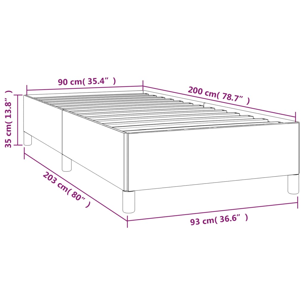 sengeramme uden madras 90x200 cm stof cremefarvet