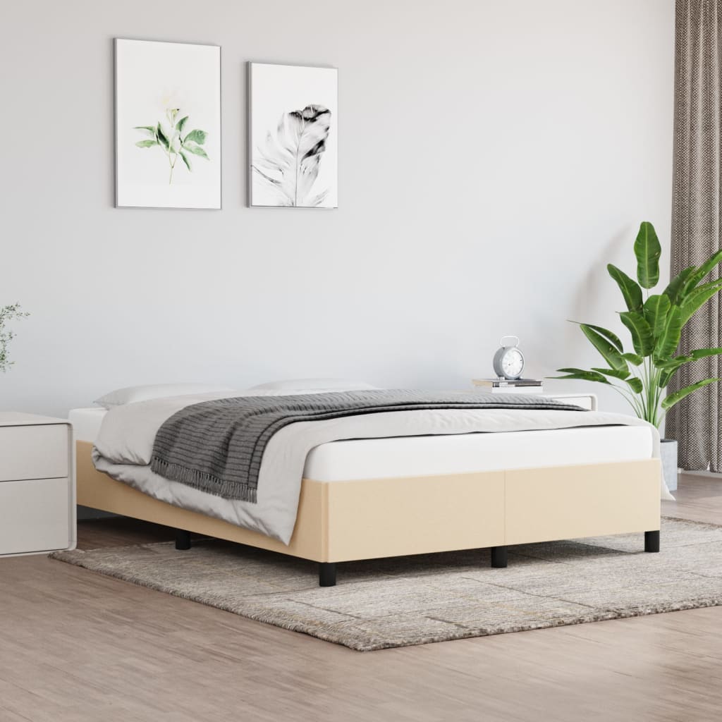 sengeramme uden madras 140x200 cm stof cremefarvet