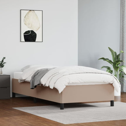 sengeramme uden madras 100x200 cm kunstlæder cappuccinofarvet