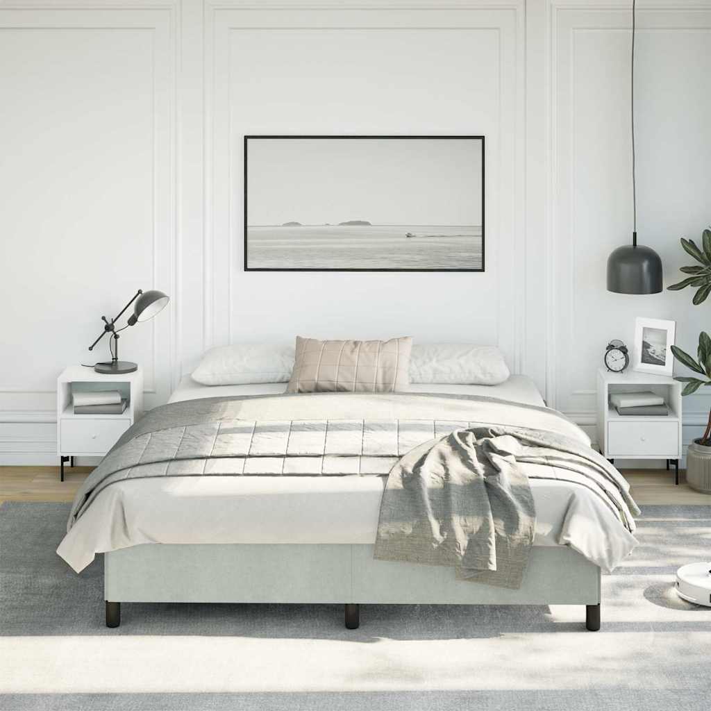 sengestel uden madras lysegrå California King velour