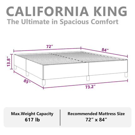 sengestel uden madras lysegrå California King velour