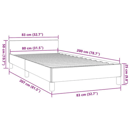 Sengeramme med hovedgærde uden madras Blå 80x200 cm Stof