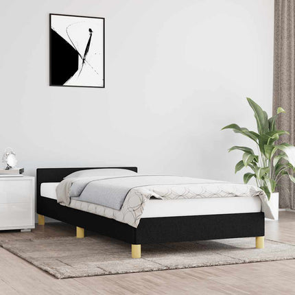 Sengeramme med hovedgærde uden madras Sort 90x190 cm Stof