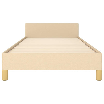 Sengeramme med hovedgærde uden madras Creme 90x190 cm Stof