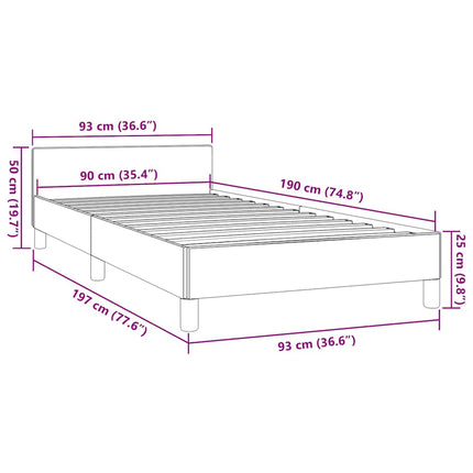 Sengeramme med hovedgærde uden madras Blå 90x190 cm Stof