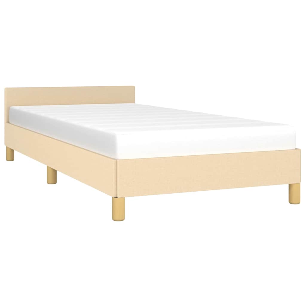 Sengeramme med hovedgærde uden madras Creme 90x200 cm Stof