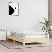 Sengeramme med hovedgærde uden madras Creme 90x200 cm Stof