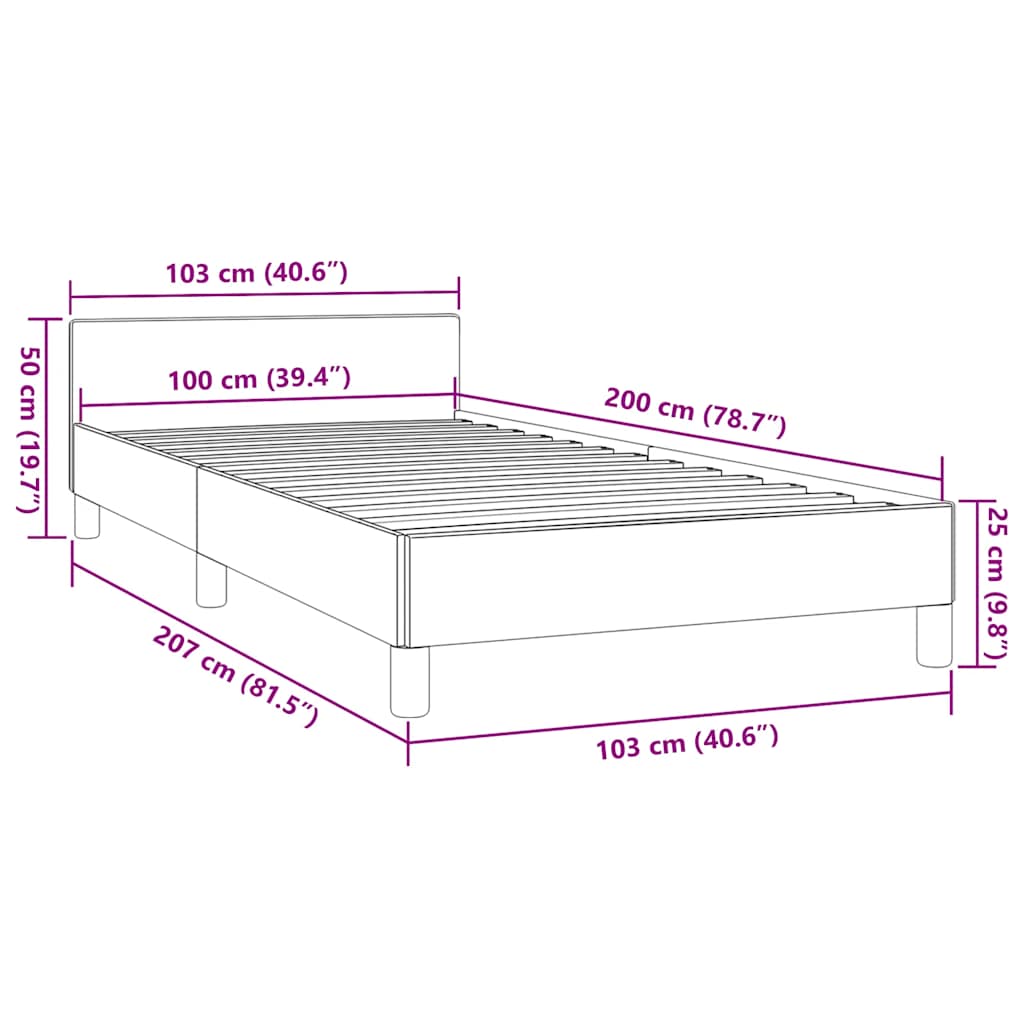 Sengeramme uden madras Mørkegrå 100x200 cm Stof