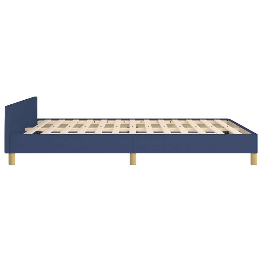 Sengeramme med hovedgærde uden madras Blå 140x200 cm Stof