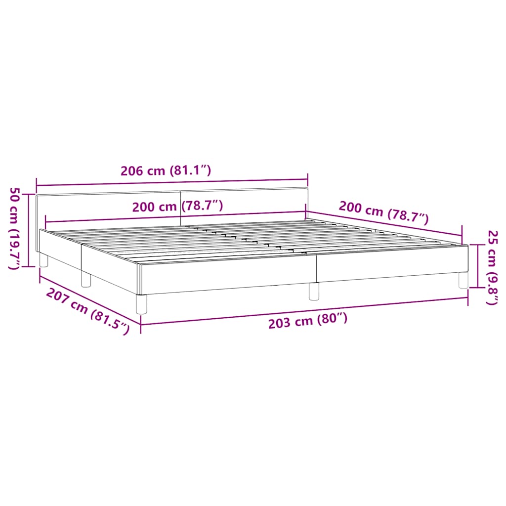 sengeramme uden madras 200x200 cm stof cremefarvet