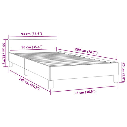 Sengeramme med hovedgærde uden madras Hvid 90x200 cm