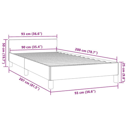 Sengeramme med hovedgærde uden madras Cappuccino 90x200 cm