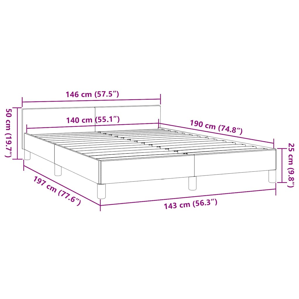 Sengeramme med hovedgærde uden madras Hvid 140x190 cm