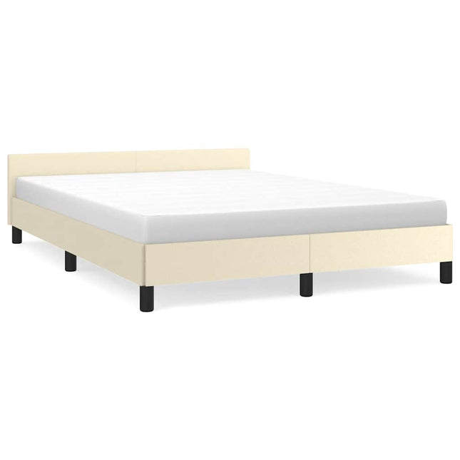 Sengeramme med hovedgærde uden madras Creme 140x190 cm