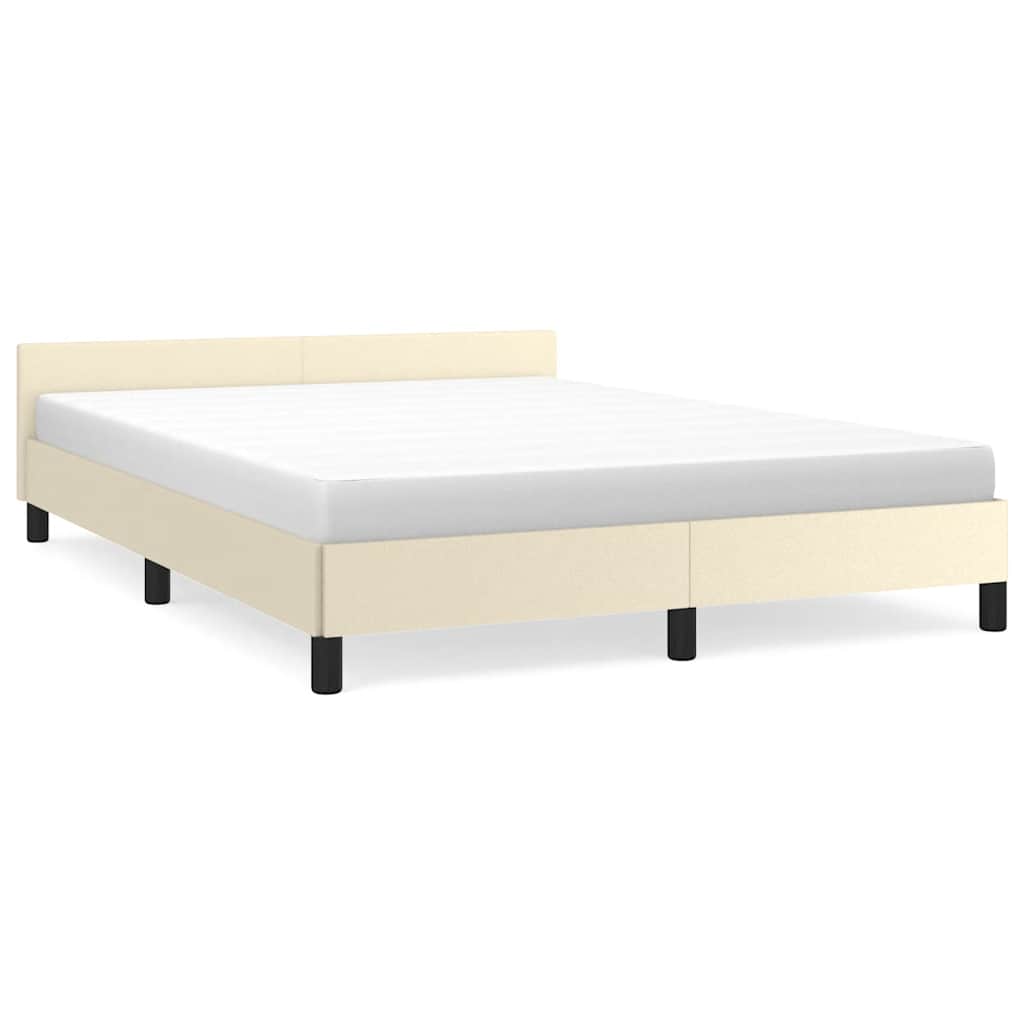 Sengeramme med hovedgærde uden madras Creme 140x190 cm