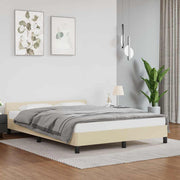 Sengeramme med hovedgærde uden madras Creme 140x190 cm