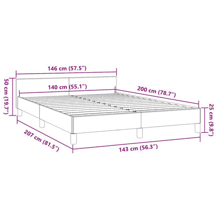 Sengeramme med hovedgærde uden madras Sort 140x200 cm