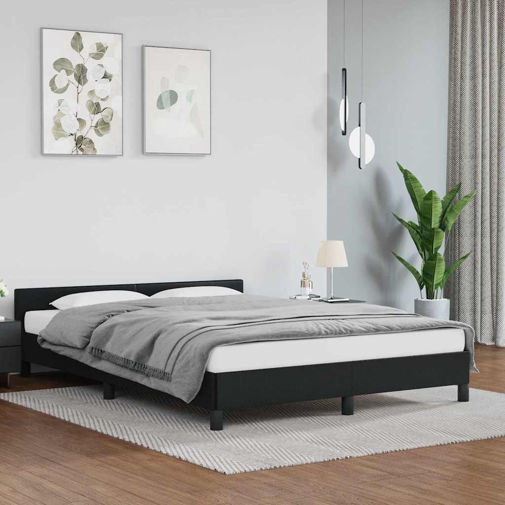 Sengeramme med hovedgærde uden madras Sort 140x200 cm