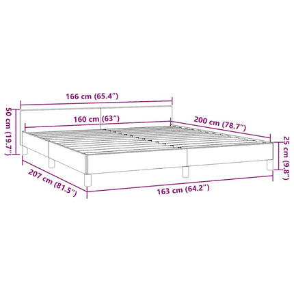 Sengeramme med hovedgærde uden madras Hvid 160x200 cm