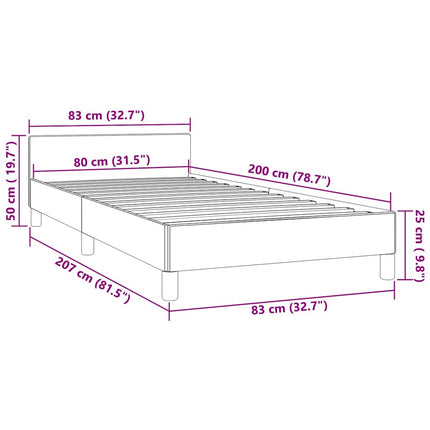Sengeramme uden madras Lysegrå 80x200 cm Fløjl