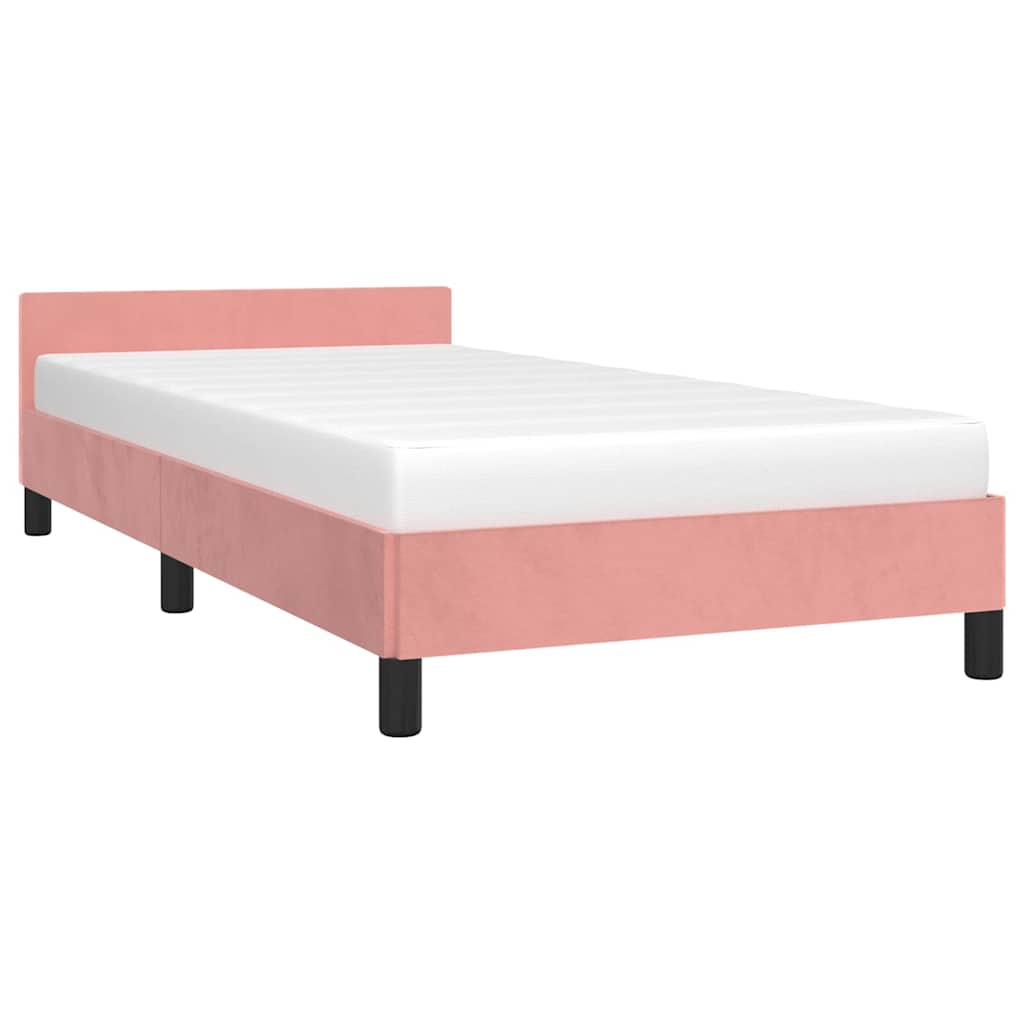 Sengeramme med hovedgærde uden madras Pink 90x190 cm Fløjl