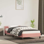 Sengeramme med hovedgærde uden madras Pink 90x190 cm Fløjl