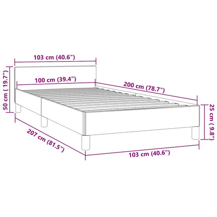 Sengeramme uden madras Mørkeblå 100x200 cm Fløjl