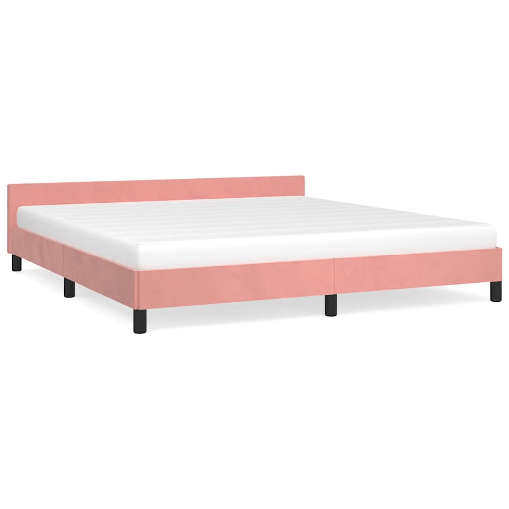 Sengeramme med hovedgærde uden madras Pink 160x200 cm Fløjl