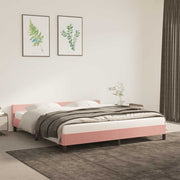 Sengeramme med hovedgærde uden madras Pink 160x200 cm Fløjl