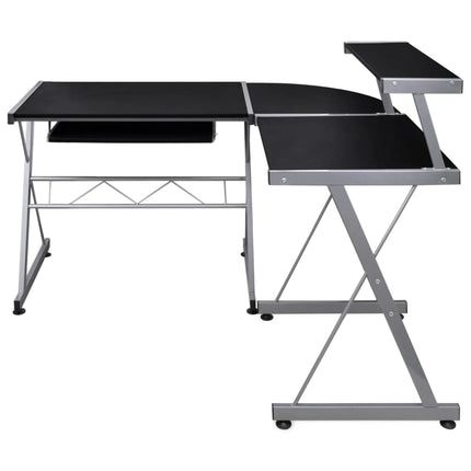 computerbord til hjørne 132x112x99 cm konstrueret træ sort