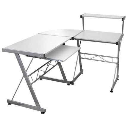 computerbord til hjørne 132x112x99 cm konstrueret træ hvid
