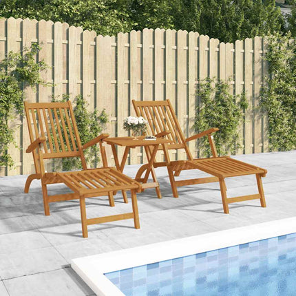 dækstole med fodstøtte 2 stk. massivt akacietræ