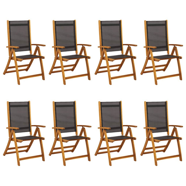 foldbare havestole 8 stk. massivt akacietræ og textilene