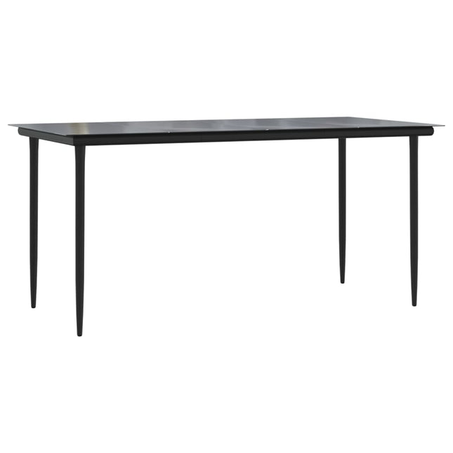 havebord 160x80x74 cm stål og hærdet glas sort