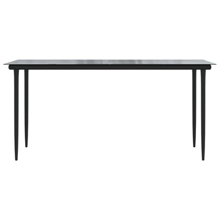 havebord 160x80x74 cm stål og hærdet glas sort